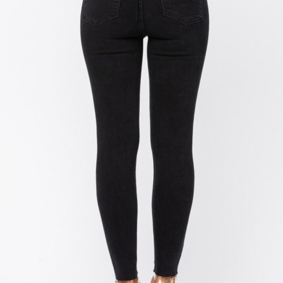 Judy Blue Black Destroyed Leopard Patch Jeans - Picture 5 of 9